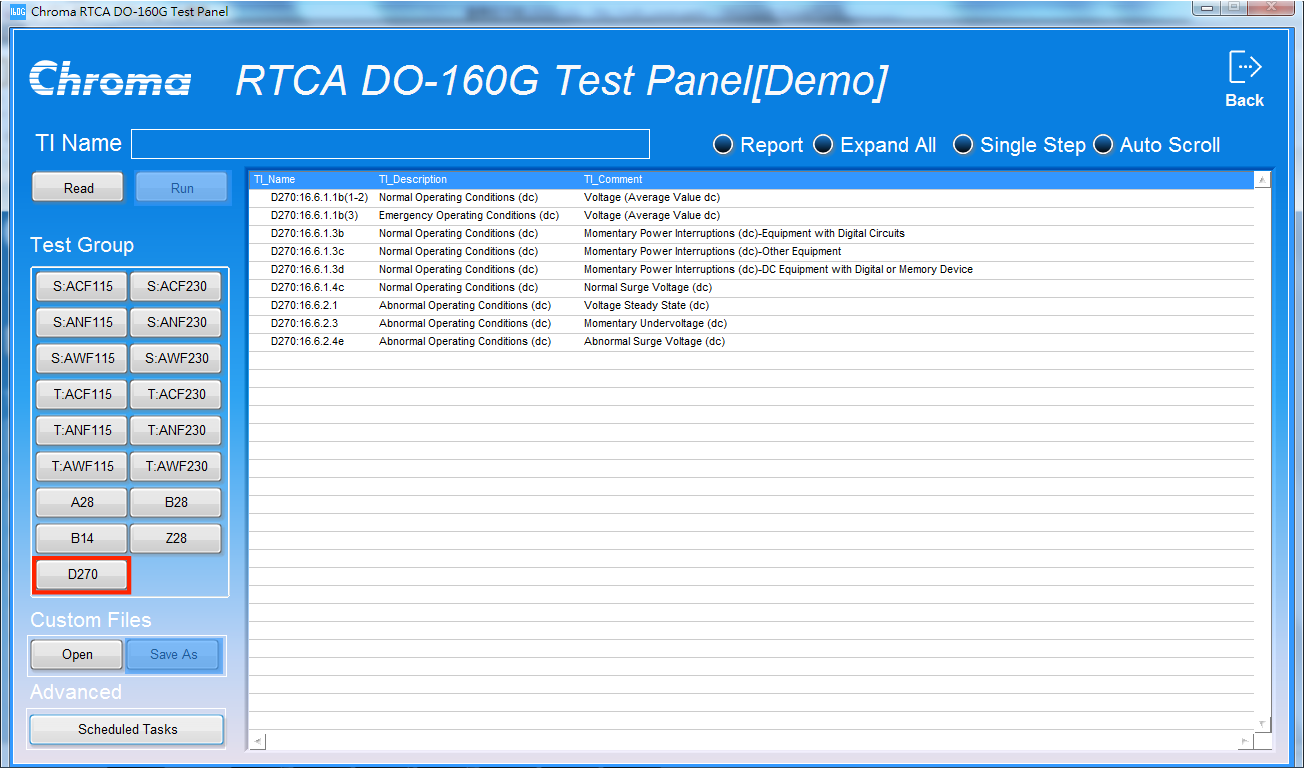 Chroma RTCA DO-160G Aerospace Test Softpanel D270